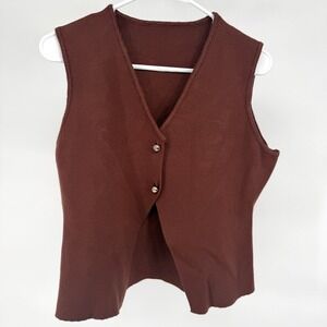 Retro 90s Inspired Curve XL Brown Button Front Knit Vest Sleeveless Phoebe